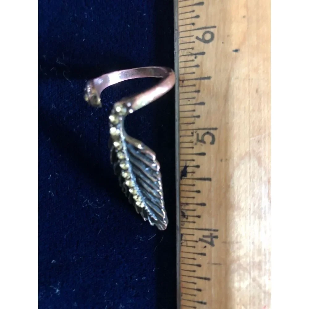Owl & feather rings bundle gold tone